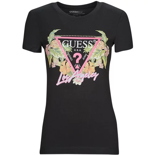 Guess SS CN TRIANGLE FLOWERS TEE Crna