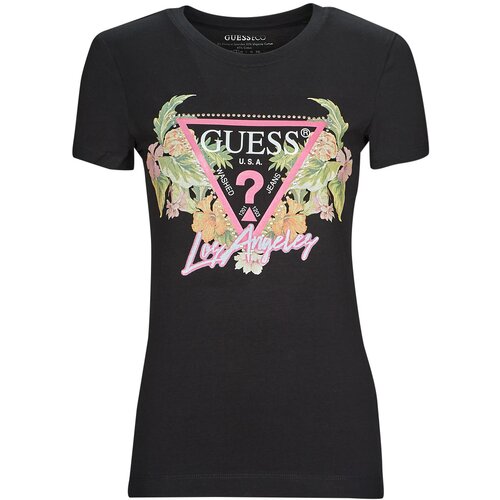 Guess SS CN TRIANGLE FLOWERS TEE Crna Slike