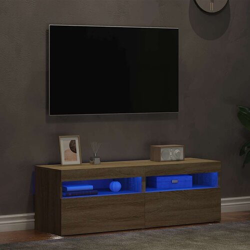 TV ormarići s LED svjetlima 2 kom boja hrasta 60 x 35 x 40 cm Slike