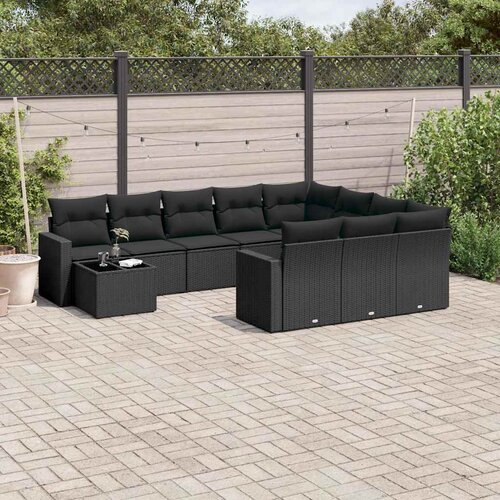  11-dijelni set vrtnih sofa od poliratana s jastucima crni Crna 66 x 62 x 69 cm Cene
