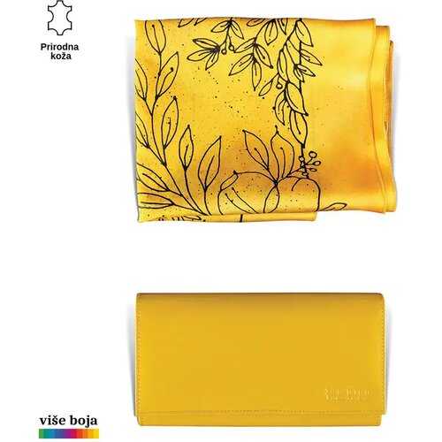 PRINC LEATHER Ženski poklon set e&scaron;arpa i novčanik, Žuti Cene
