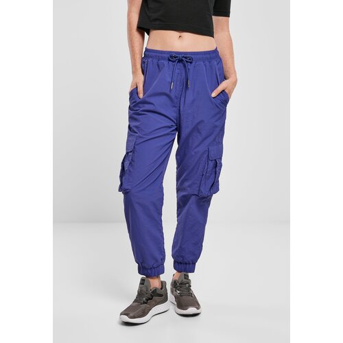 Urban Classics Women's Wavy Nylon High Waisted Cargo Pants Blue Purple Cene