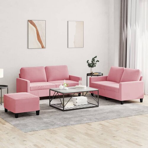  3-dijelni set sofa s jastucima ružičasti bar&scaron;unasti Cijene