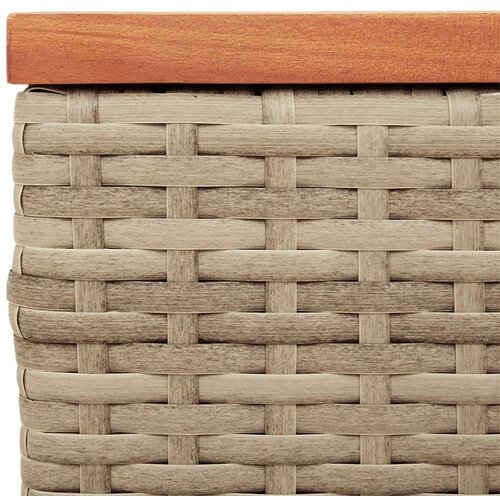  Vrtni bočni stolići 2 kom bež 55 x 34 x 37 cm poliratan i drvo Slike