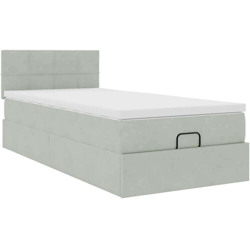 VidaXL Okvir kreveta s madraca svijetlosivi 90x190cm bar&amp;scaron;unasti Slike