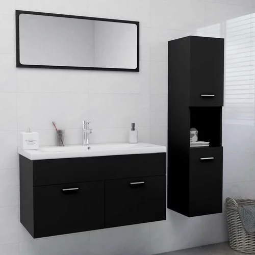  Komplet kopalniškega pohištva črne barve iverna plošča, (20918702)