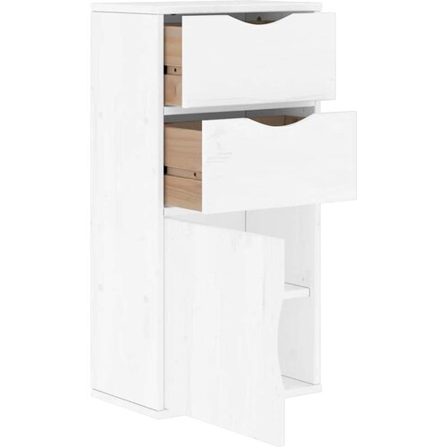  Bočni ormarić s ladicama ODDA bijeli 40x24x79 cm puno drvo bor Slike