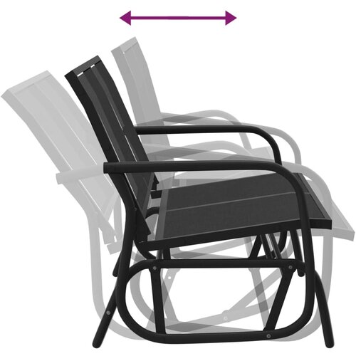 VidaXL Vrtna drsna klop črna 120,5x76x86,5 cm tekstilen in jeklo Slike