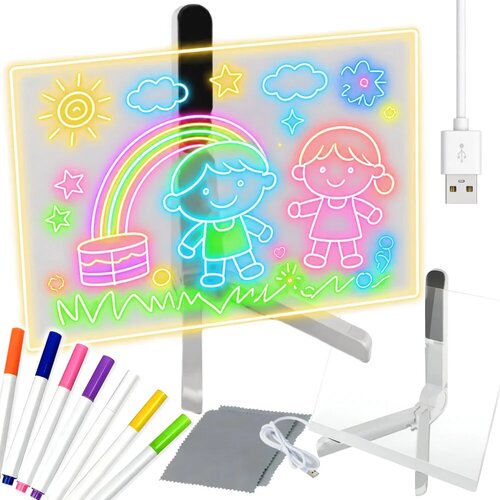  LED svetlobna grafična tablica za risanje neon 20&amp;times;30cm Slike
