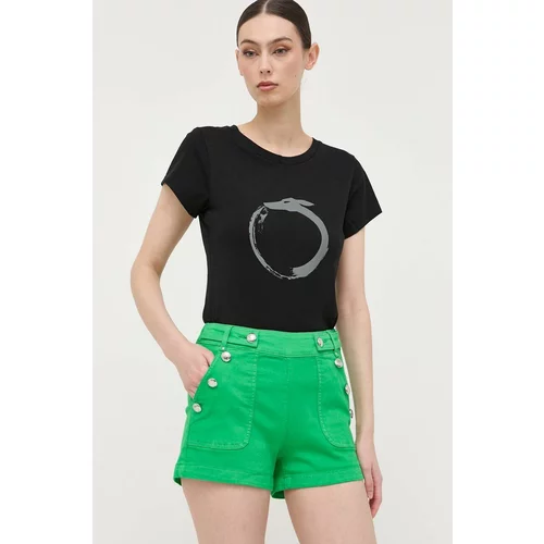 Morgan Kratke hlače za žene, boja: zelena, glatki materijal, visoki struk