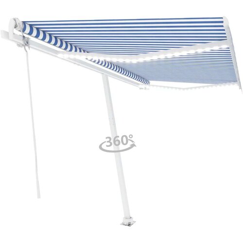  Avtomatska tenda LED + senzor 400x350 cm modra in bela, (20966147) Cene