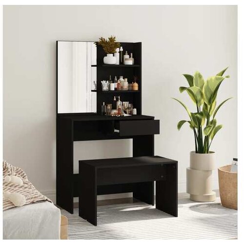 vidaXL Toaletna mizica komplet črna 74,5x40x141 cm Cene
