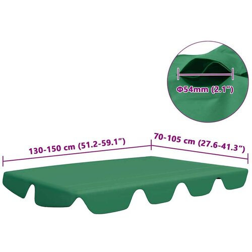 VidaXL Zamjenski krov za vrtnu ljuljačku zeleni 150 / 130x70 / 105 cm Slike