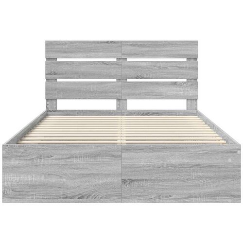  Okvir za krevet s uzglavljem Siva Sonoma 150 x 200 cm Slike