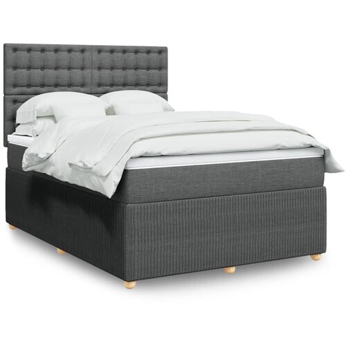 vidaXL Box spring posteljni z vzmetnico temno siv 140x190 cm blago Cene