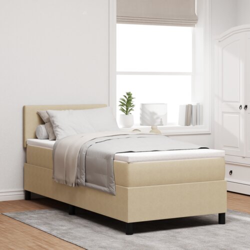 Box Spring Krevet s Madracem &amp LED Svjetlom Zeleno Sivo 100x200 cm Tkanina od Žoržeta Cijene