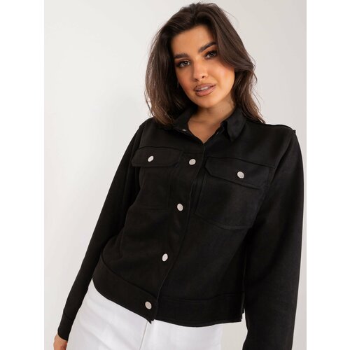 Fashion Hunters Black Thin Transitional Jacket With Pockets Slike