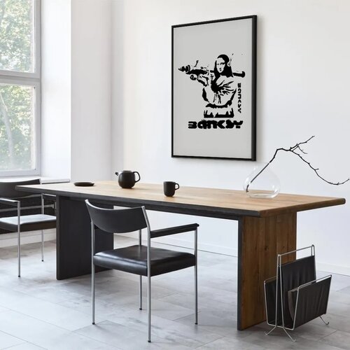  Slika - Contrast Duel (1-part) - Banksy on Mural with Mona Lisa 40x60 U crnom drvenom okviru Slike