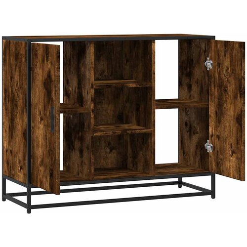VidaXL Komoda dimljeni hrast 92x35x76 cm konstruirano drvo Slike