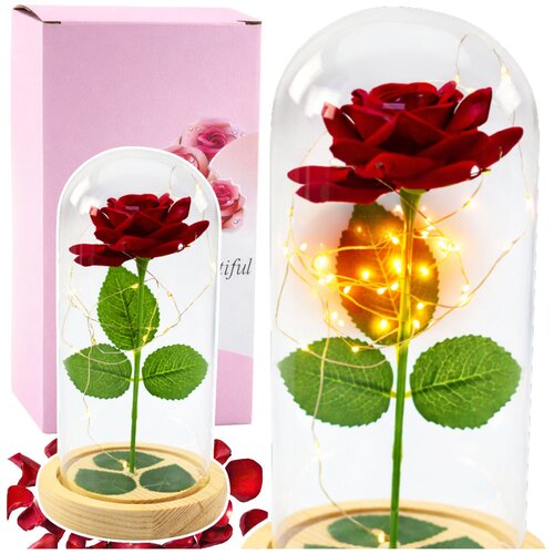 Eternal Rose In Glass Dome LED Lighting Red 21x11cm Cene