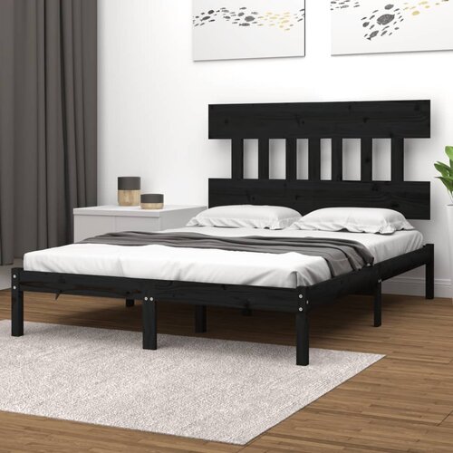  Okvir za krevet od masivnog drva crni 140 x 190 cm Slike