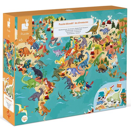 Janod otro&amp;scaron;ki izobraževalni puzzli s figuricami the dinosaurs 200 kosov Slike