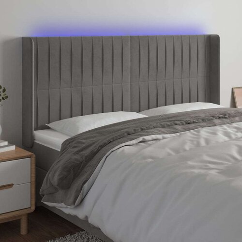  Uzglavlje svjetlosivo 203 x 16 x 118/128 cm bar&amp;scaron;unasto Slike