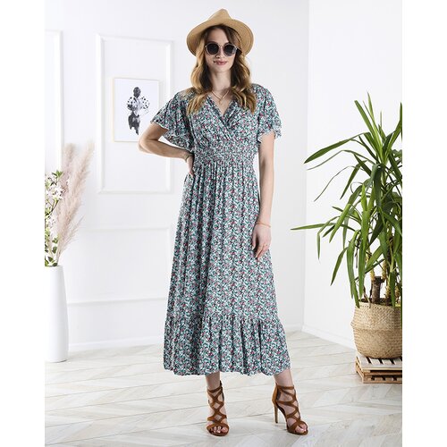 Resti Women's floral midi dress in blue- Clothing Cene