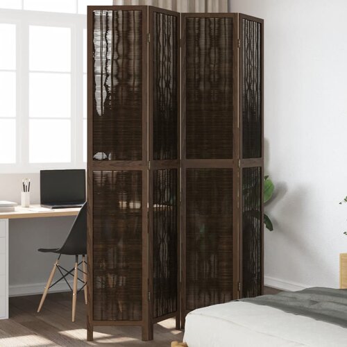  The Living Store Paravan 4-delni temno rjav trden les pavlovnije - Pregrada Za Prostor, (21494134) Slike