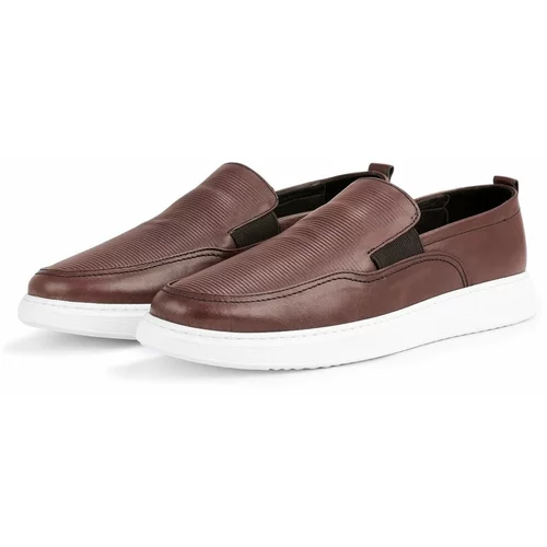 Ducavelli Seon Genuine Leather Men's Casual Shoes, Loafers, Summer Shoes, Light Shoes Brown.