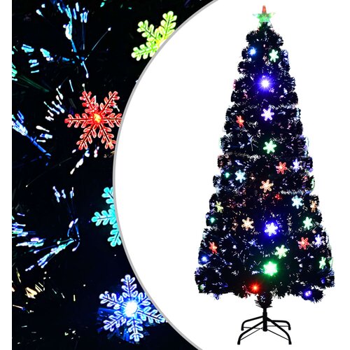  Božićno drvce s LED pahuljama crno 180 cm optička vlakna Cijene