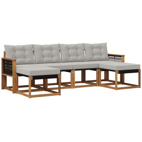 vidaXL Zunanja garnitura za sedenje 6 pcs Naravna in svetlo siva, (5000280497) Cene