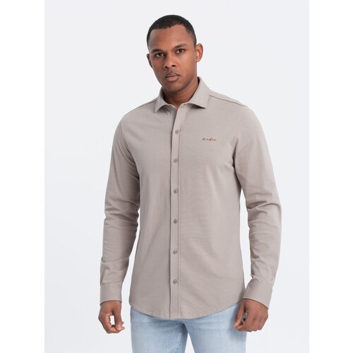 Ombre Men's REGULAR cotton single jersey knit shirt - ash Cijene