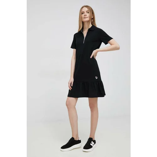 PS Paul Smith Pamučna haljina boja: crna, mini, ravna