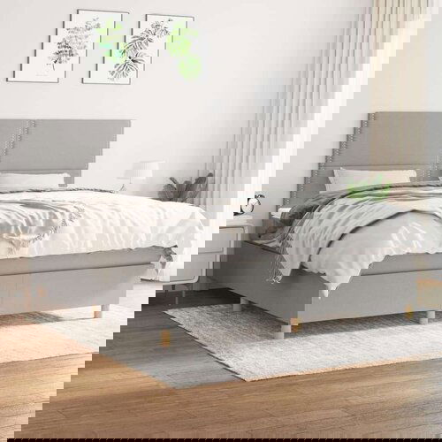  Box spring postelja z vzmetnico svetlo siva 160x200 cm žamet, (20900700) Cene