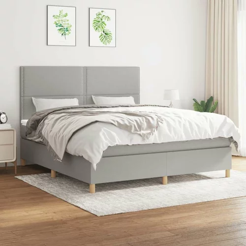  Box spring postelja z vzmetnico svetlo siva 160x200 cm žamet, (20900700)