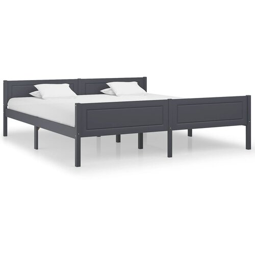  Posteljni okvir iz trdne borovine siv 180x200 cm Slike
