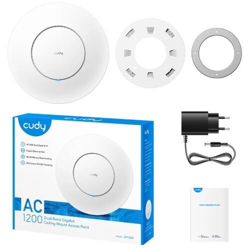 Cudy AP1300 AC1200 Gigabit Wireless Access Point, Dual Band, 1xGbit WAN/LAN (PoE), AP/Router/RE/WISP Slike