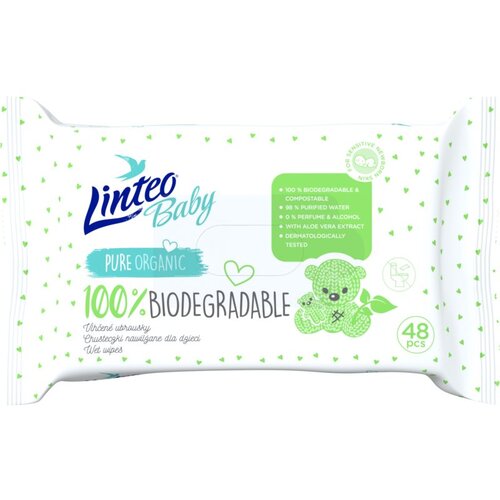 Linteo Baby 100% Biodegradable otroški nežni vlažni robčki 48 kos Cene
