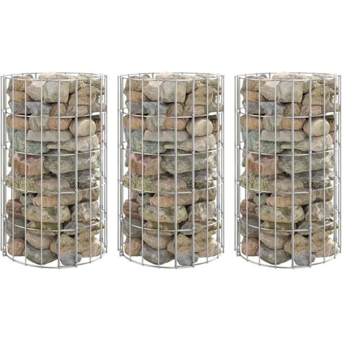 vidaXL Okrogle visoke grede gabion 3 kosi pocinkano jeklo &Oslash;30x50 cm Cene