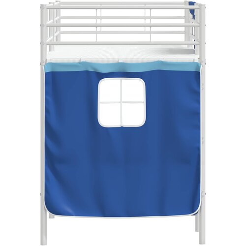  Krevet na kat za djecu s zavjesama Bijela i Plava 75 x 190 cm Slike