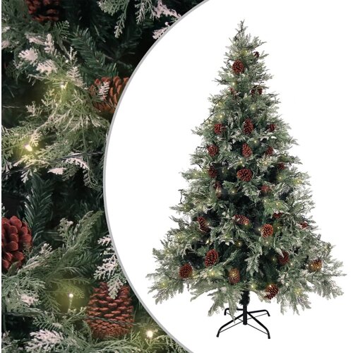 VidaXL božićno drvce LED sa &amp;scaron;i&amp;scaron;kama zeleno-bijelo 120 cm PVC i PE Slike