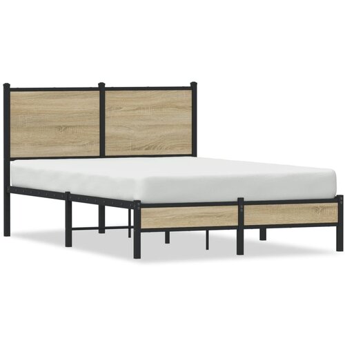 vidaXL Metalni okvir kreveta s uzglavljem boja hrasta sonome 120x200cm Cene