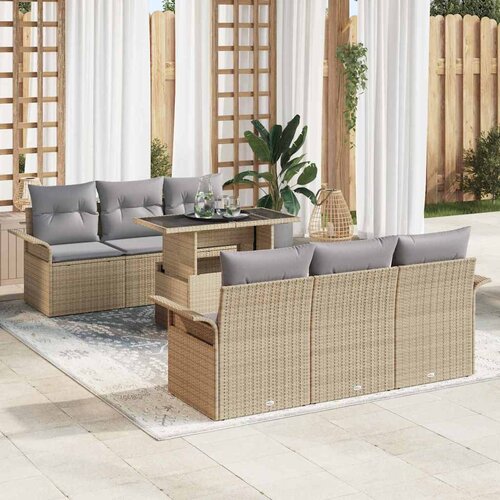  Sjedeća garnitura za vrt 7 kom. Bež poliratan 100 x 55 x 73 cm Cijene