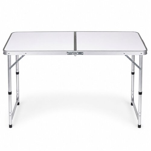  Sklopivi stol za kampiranje s podesivom visinom - 120 x 60 x 55-70 cm - bijeli Slike