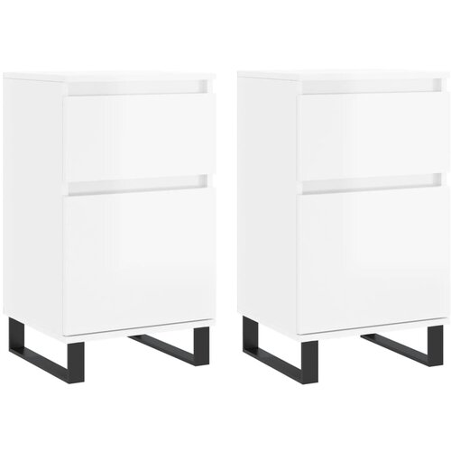 Maison Chic Komoda - Predalnik 2 kosa visok sijaj bela 40x35x70 cm inženirski les, (21719073) Slike