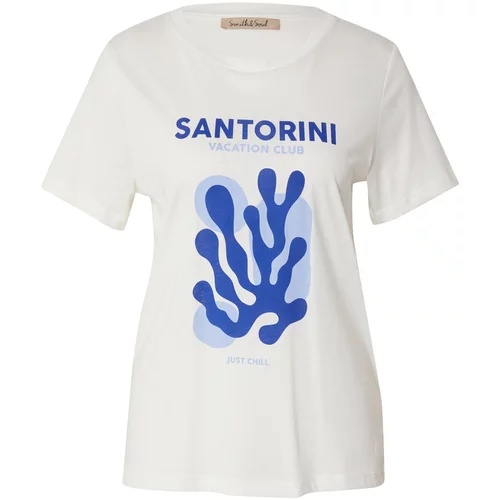 Smith&Soul Majica 'Santorini' plava / svijetloplava / prljavo bijela