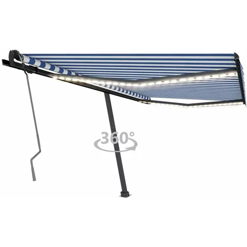 Tenda Ročno zložljiva tenda z LED lučkami 400x350 cm modra in bela, (20729035)