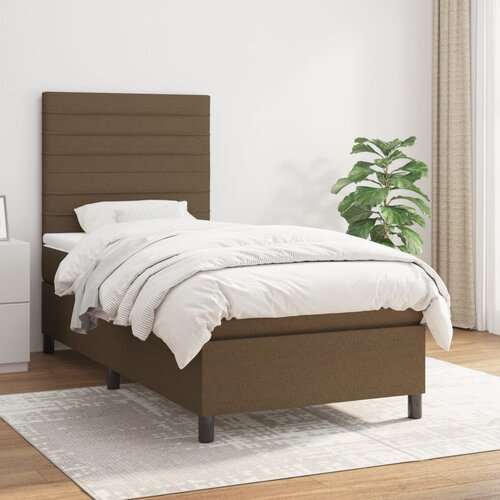  The Living Store Box spring postelja z vzmetnico temno rjava 90x200 cm blago - Box Spring Postelja, (21449047) Cene