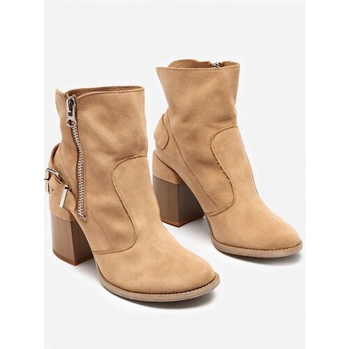 Resti Light brown eco suede women's boots on the post Emrica - Footwear Cene